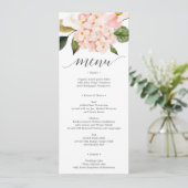 Blush Hydrangea Weddenschappen Menu of Vrijgezelle Kaart (Staand voorkant)