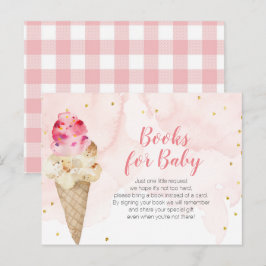 Blush Ice Cream Gold Glitter Books voor baby Uitnodiging Briefkaart