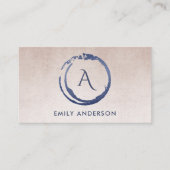 BLUSH INK BLUE BRUSH MARK CIRCLE LOGO MONOGRAM VISITEKAARTJE (Voorkant)