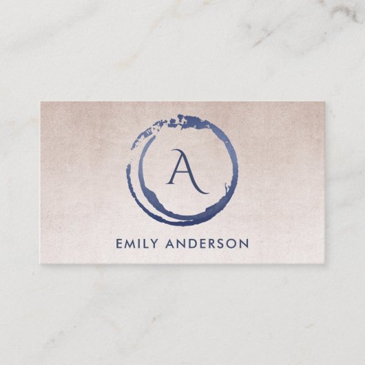 BLUSH INK BLUE BRUSH MARK CIRCLE LOGO MONOGRAM VISITEKAARTJE (Voorkant)