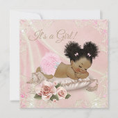 Blush Ivoor Afro-Amerikaans Baby shower Kaart (Voorkant)