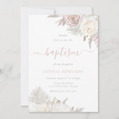 Blush & Ivoor Bloemen Doop Kaart (Voorkant)