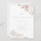 Blush & Ivoor Bloemen Zoet Zestien 16e Verjaardag Kaart (Voorkant)
