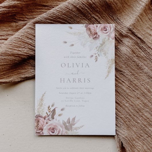 Blush & Ivoor Elegant Bruiloft Kaart