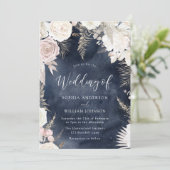 Blush ivoor- en Navy Waterverf Splash Boho Wedding Kaart (Staand voorkant)