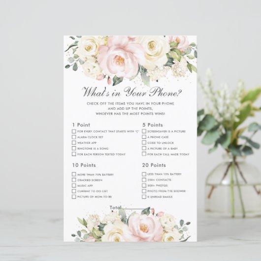 Blush ivoor Floral wat er in je Baby zit (Staand voorkant)