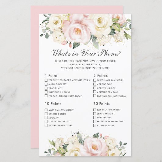 Blush ivoor Floral wat er in je Baby zit (Voorkant / Achterkant)