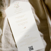 Blush & Ivoor Floral Wildflower Roos bruiloft All In One Uitnodiging