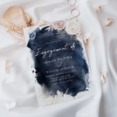 Blush & Ivoor, Navy Waterverf Verlovingsfeest Kaart