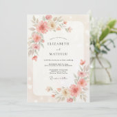 Blush ivoor ranonkel eucalyptus bruiloft kaart (Staand voorkant)