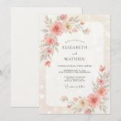 Blush ivoor ranonkel eucalyptus bruiloft kaart (Voorkant / Achterkant)