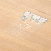 Blush & Ivoren Bloemen 21ste Verjaardagsfeest Acryl Uitnodigingen (Laagn)