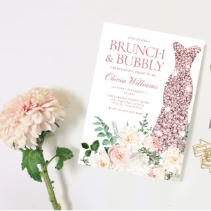 Blush Ivory Elegant Vrijgezellenfeest Brunch & Bub Kaart