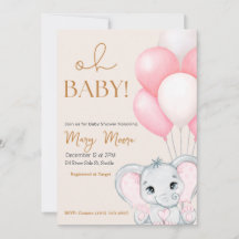 Blush Ivory Elephant Pink Balloons Baby shower