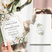 Blush Ivory Floral Gold Geometric Wedding  Kaart
