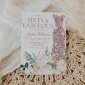 Blush & Ivory Flowers Roos Gold Gown 60th Birthday Kaart