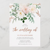 Blush & Ivory Flowers Roos Gold Wedding Folie Uitnodiging (Voorkant)
