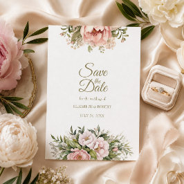 Blush & Ivory Pioen Save the Date