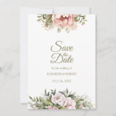 Blush & Ivory Pioen Save the Date Kaart (Voorkant)