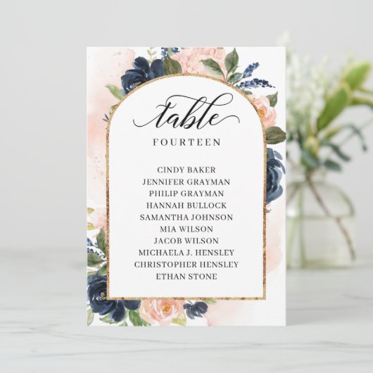 Blush Kaarten van de Floral Table Number van de ze (Staand voorkant)