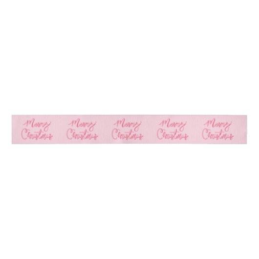 Blush Kerstmis Script Grosgrain Lint (Voorkant)