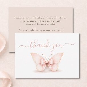 Blush Kleine Vlinder Luxe Meisje Baby Shower Bedankkaart