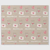 Blush koffie met Beer, harten en aangepaste boodsc Cadeaupapier (Vlak)