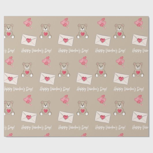 Blush koffie met Beer, harten en aangepaste boodsc Cadeaupapier (Vlak)