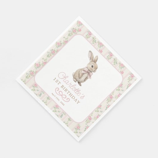 Blush  konijn konijntje Verjaardag Welkom Servet (Hoek)
