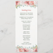 Blush Koraal Waterverf Bloemen Trouwprogramma's Programmakaart (Achterkant)
