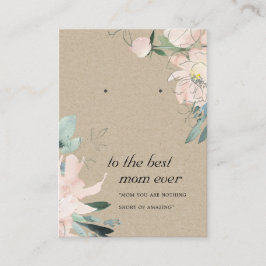 BLUSH KRAFT FLORAL MOM GIFT EARRING DISPLAY CARD PLAATSKAARTJE