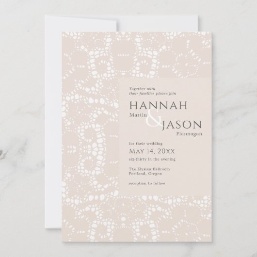 Blush Lace Dainty Elegant Invitation Kaart (Voorkant)