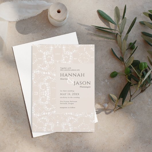 Blush Lace Dainty Elegant Invitation Kaart