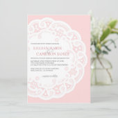Blush Lace Doily bruiloft uitnodiging (Staand voorkant)