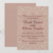 Blush Lace Elegant Wedding Invitation Kaart (Voorkant / Achterkant)