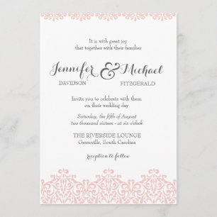 Blush Lace Elegant Wedding Invitation Kaart