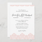 Blush Lace Elegante bruiloft uitnodiging (Voorkant / Achterkant)