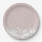 Blush Lace Floral Papieren Bordje (Voorkant)