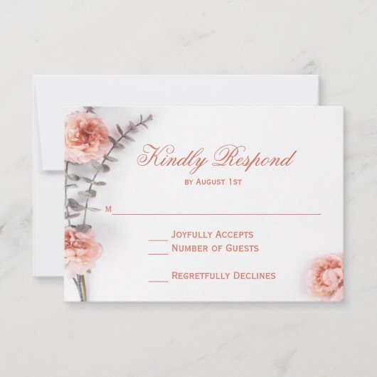 blush landbloemen Floral Weddenschap RSVP Kaartje (Voorkant)