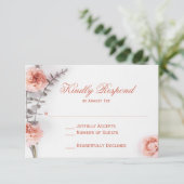  blush landbloemen Floral Weddenschap RSVP Kaartje (Staand voorkant)