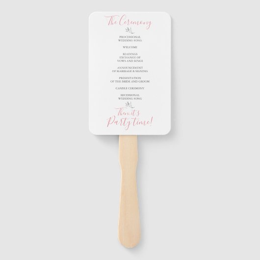 Blush Laurel verlaat modern trouwprogramma Handwaaier (Achterkant)