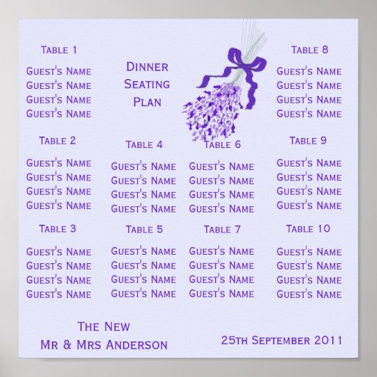 Blush Lavendel Bruiloft Zitting Poster (Voorkant)