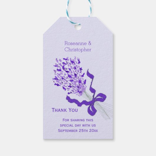 Blush Lavendel Design Bruiloft Cadeaulabel (Achterkant)