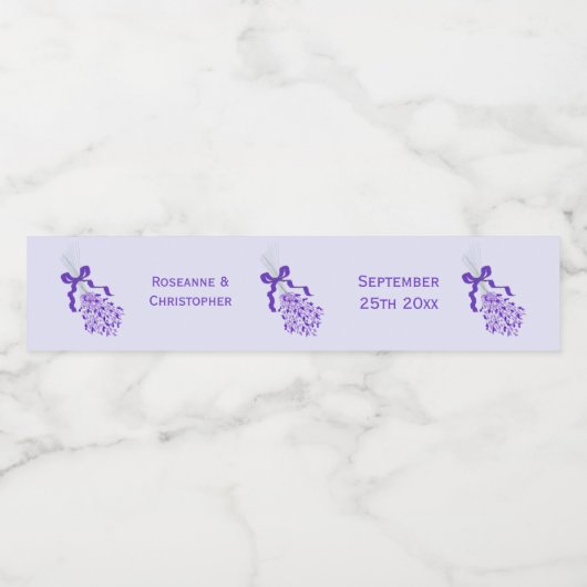 Blush Lavendel Design Bruiloft Waterfles Etiket (Enkel label)