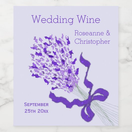 Blush Lavendel Design Bruiloft Wijn Etiket (Enkel label)