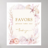 Blush Lavendel Onder het Zee Shower Favors Sign Poster (Voorkant)