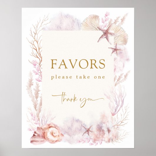 Blush Lavendel Onder het Zee Shower Favors Sign Poster (Voorkant)