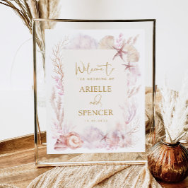Blush Lavendel Onder het Zee Strand Bruiloft Welko Poster