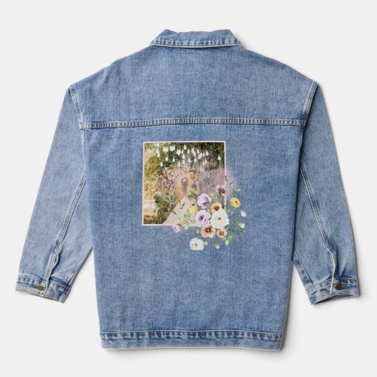 Blush Lavendel Paarse bloemen gelukkig ooit daarna Denim Jacket (Achterkant)