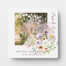 Blush Lavendel Paarse bloemen gelukkig ooit daarna Fotoplaat